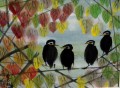 Vögel in den Blättern alter China Tinte